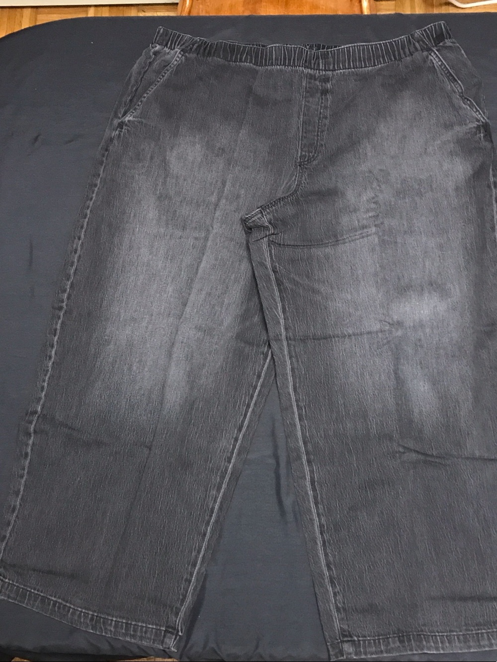 American Eagle Outfitters Black Pull on Elastic-Waist Wide Leg Jeans, Size XXL
